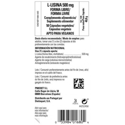 Comprar SOLGAR L-LISINA 500MG 50 CAPSULAS VEGETALES al mejor precio en NuestraFarma, tu farmacia online