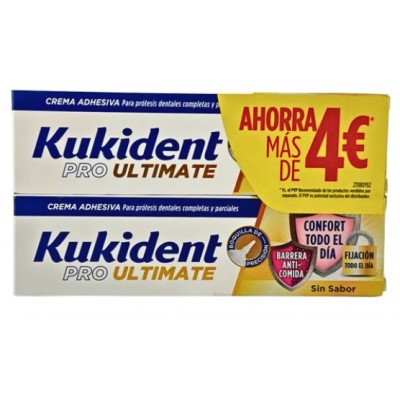 Comprar KUKIDENT PRO ULTIMATE DUPLO 2X40 G SIN SABOR al mejor precio en NuestraFarma, tu farmacia online