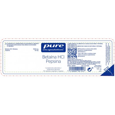 Comprar PURE ENCAPSULATIONS BETAINA HCL PEPSINA 90 CAPSULAS VEGETALES al mejor precio en NuestraFarma, tu farmacia online