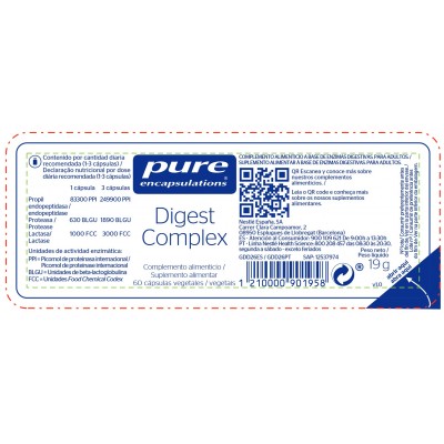 Comprar PURE ENCAPSULATIONS DIGEST COMPLEX 60 CAPSULAS VEGETALES al mejor precio en NuestraFarma, tu farmacia online