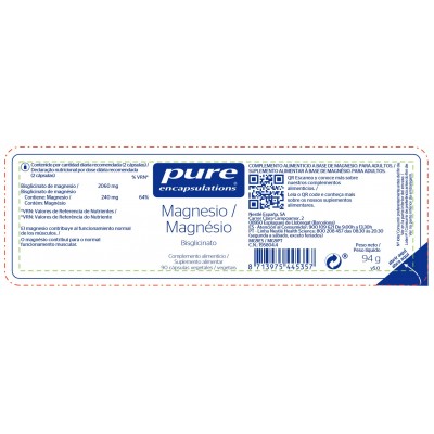Comprar PURE ENCAPSULATIONS MAGNESIO BISGLICINATO 90 CAPSULAS al mejor precio en NuestraFarma, tu farmacia online