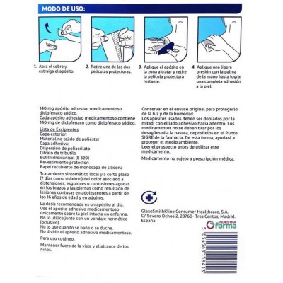 Comprar VOLTADOL 140 MG 10 APOSITOS ADHESIVOS MEDICAMENTOSOS al mejor precio en NuestraFarma, tu farmacia online