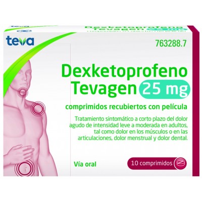 Comprar DEXKETOPROFENO TEVAGEN 25 mg 10 COMPRIMIDOS RECUBIERTOS al mejor precio en NuestraFarma, tu farmacia online