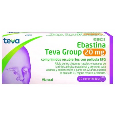 Comprar EBASTINA TEVA GROUP EFG 20 MG 20 COMPRIMIDOS RECUBIERTOS al mejor precio en NuestraFarma, tu farmacia online