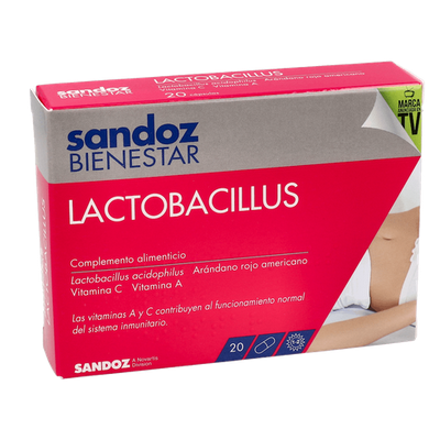 Comprar SANDOZ BIENESTAR LACTOBACILLUS 20 CAPSULAS al mejor precio en NuestraFarma, tu farmacia online