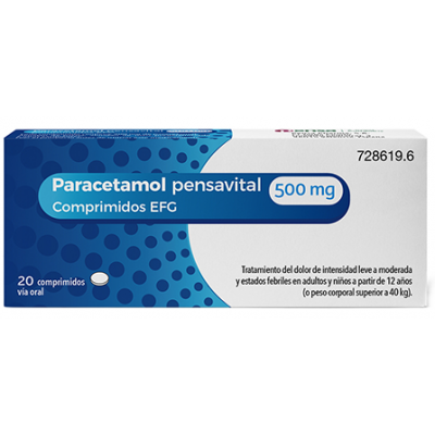 Comprar PARACETAMOL PENSAVITAL EFG 500 MG 20 COMPRIMIDOS al mejor precio en NuestraFarma, tu farmacia online