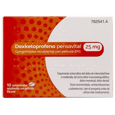 Comprar DEXKETOPROFENO PENSAVITAL EFG 25 MG 10 COMPRIMIDOS RECUBIERTOS al mejor precio en NuestraFarma, tu farmacia online