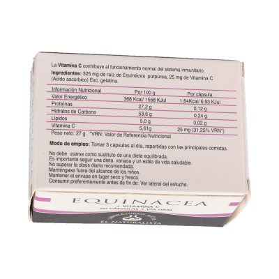 Comprar EL NATURALISTA EQUINACEA CON VITAMINA C 325 MG 60 CAPSULAS al mejor precio en NuestraFarma, tu farmacia online