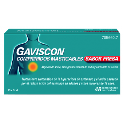 Comprar GAVISCON 48 COMPRIMIDOS MASTICABLES (SABOR FRESA) al mejor precio en NuestraFarma, tu farmacia online