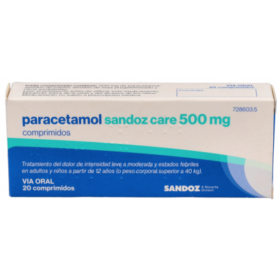 Comprar PARACETAMOL SANDOZ CARE EFG 500 MG 20 COMPRIMIDOS al mejor precio en NuestraFarma, tu farmacia online