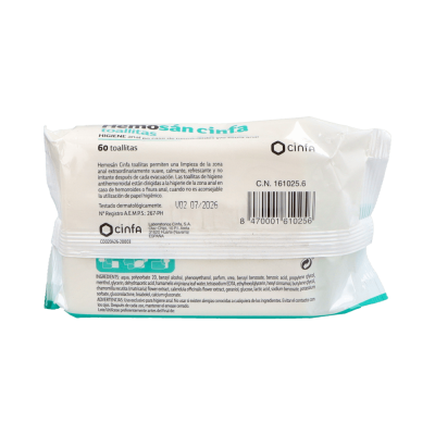 Comprar HEMOSAN CINFA TOALLITAS 60 UNIDADES al mejor precio en NuestraFarma, tu farmacia online