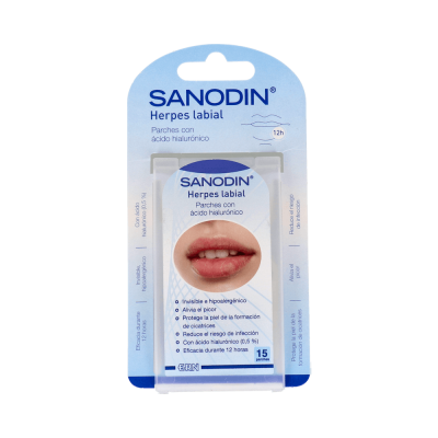 Comprar SANODIN HERPES LABIAL CON ACIDO HIALURONICO 15 PARCHES al mejor precio en NuestraFarma, tu farmacia online