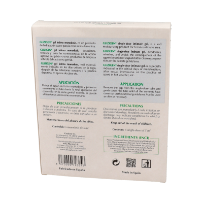 Comprar GLIZIGEN GEL INTIMO MONODOSIS 5 CANULAS 5 ML al mejor precio en NuestraFarma, tu farmacia online