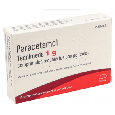 Comprar PARACETAMOL TECNIMEDE 1 G 10 COMPRIMIDOS RECUBIERTOS al mejor precio en NuestraFarma, tu farmacia online
