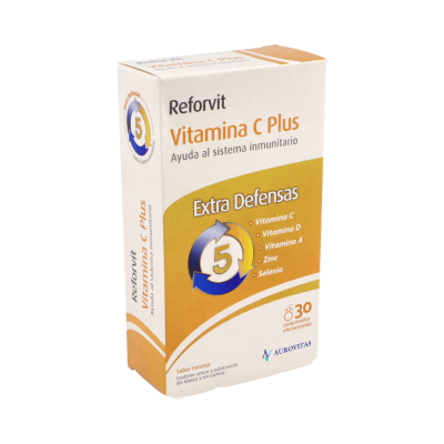 Comprar REFORVIT VITAMINA C PLUS 30 COMPRIMIDOS EFERVESCENTES SABOR NARANJA al mejor precio en NuestraFarma, tu farmacia online