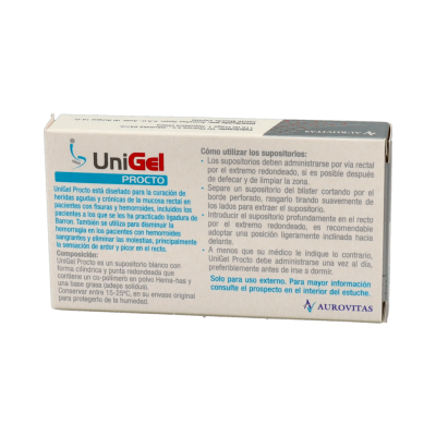 Comprar APOTEX UNIGEL PROCTO 5 SUPOSITORIOS al mejor precio en NuestraFarma, tu farmacia online