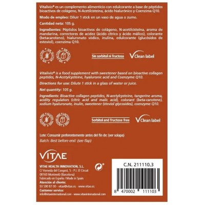 Comprar VITAE VITALIVIO 30 STICKS 3,5 G al mejor precio en NuestraFarma, tu farmacia online