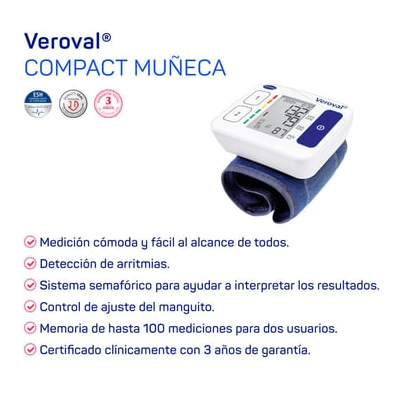 Comprar VEROVAL TENSIOMETRO DE MUÑECA COMPACT al mejor precio en NuestraFarma, tu farmacia online