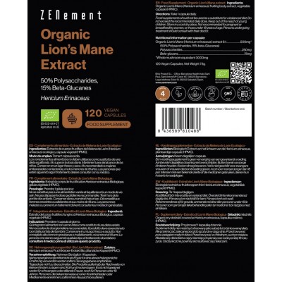 Comprar ZENEMENT EXTRACTO DE MELENA DE LEON ECOLOGICO 120 CAPSULAS al mejor precio en NuestraFarma, tu farmacia online