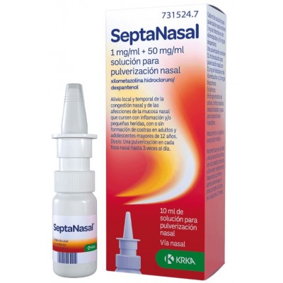 Comprar SEPTANASAL 1 MG/ML + 50 MG/ML SOLUCION PARA PULVERIZACION NASAL 1 FRASCO 10 ML al mejor precio en NuestraFarma, tu farmacia online