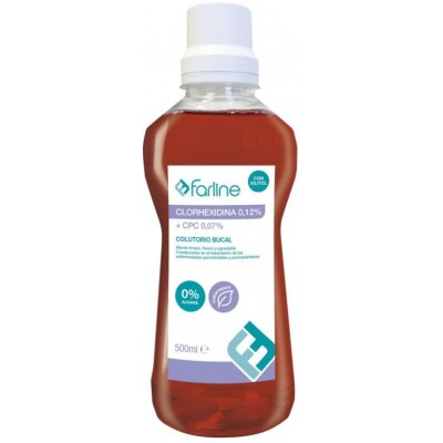 Comprar FARLINE COLUTORIO CLORHEXIDINA 0,12% + CPC 0,07% CON XILITOL 500 ML SABOR MENTA al mejor precio en NuestraFarma, tu farmacia online