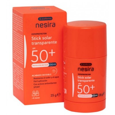 Comprar ACOFARMA NESIRA STICK SOLAR TRANSPARENTE SPF 50+ 25 G al mejor precio en NuestraFarma, tu farmacia online