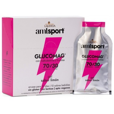 Comprar ANA MARIA LAJUSTICIA GLUCOMAG 70/30 GEL SABOR LIMON AMLSPORT 10 SOBRES al mejor precio en NuestraFarma, tu farmacia online
