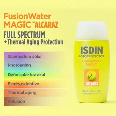 Comprar ISDIN FOTOPROTECTOR FUSION WATER MAGIC BY ALCARAZ SPF50 50 ML al mejor precio en NuestraFarma, tu farmacia online