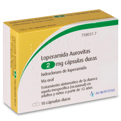 Comprar LOPERAMIDA AUROVITAS 2 MG 10 CAPSULAS al mejor precio en NuestraFarma, tu farmacia online