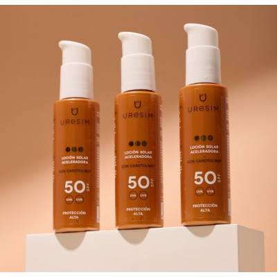 Comprar URESIM LOCION SOLAR ACELERADORA SPF 50 100 ML al mejor precio en NuestraFarma, tu farmacia online