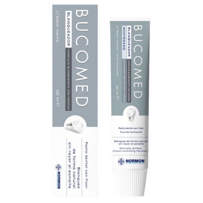 Comprar BUCOMED PASTA BLANQUEADORA SABOR MENTA 125 ML al mejor precio en NuestraFarma, tu farmacia online