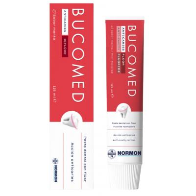 Comprar BUCOMED PASTA ANTICARIES SABOR MENTA 125 ML al mejor precio en NuestraFarma, tu farmacia online