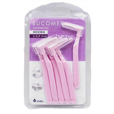 Comprar BUCOMED CEPILLO INTERDENTAL ANGULAR 0.9 MM 6 UNIDADES al mejor precio en NuestraFarma, tu farmacia online