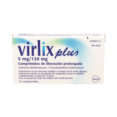 Comprar VIRLIX PLUS 5 mg/120 mg 14 COMPRIMIDOS LIBERACION PROLONGADA al mejor precio en NuestraFarma, tu farmacia online