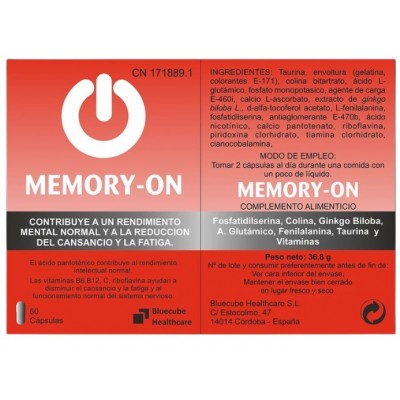 Comprar MEMORY-ON 60 CAPSULAS al mejor precio en NuestraFarma, tu farmacia online