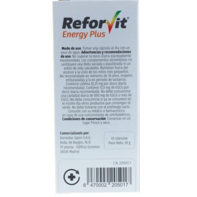 Comprar REFORVIT ENERGY PLUS 45 CAPSULAS al mejor precio en NuestraFarma, tu farmacia online