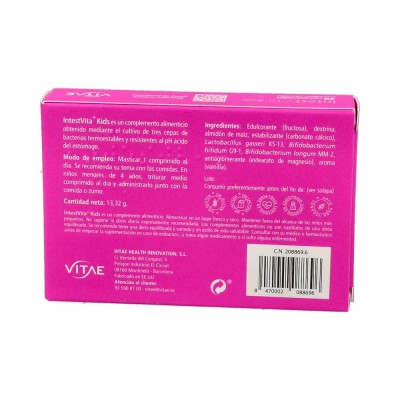 Comprar VITAE INTESTVITA KIDS 30 COMPRIMIDOS al mejor precio en NuestraFarma, tu farmacia online