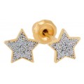 INVERNESS PENDIENTE 24K 1267C SOLITARIO ESTRELLA PURPURINA PLATA 7 MM