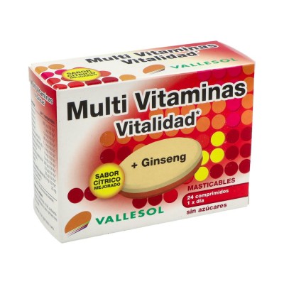 Comprar VALLESOL MULTI VITAMINAS VITALIDAD + GINSENG 24 COMPRIMIDOS MASTICABLES al mejor precio en NuestraFarma, tu farmacia online
