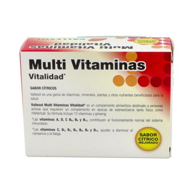 Comprar VALLESOL MULTI VITAMINAS VITALIDAD + GINSENG 24 COMPRIMIDOS MASTICABLES al mejor precio en NuestraFarma, tu farmacia online