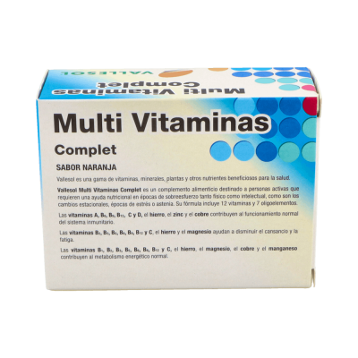 Comprar VALLESOL MULTI VITAMINAS COMPLET + OLIGOELEMENTOS 24 COMPRIMIDOS EFERVESCENTES al mejor precio en NuestraFarma, tu farmacia online