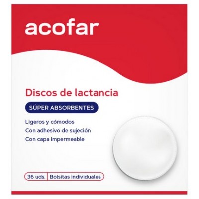 Comprar ACOFAR DISCOS DE LACTANCIA 36 UNIDADES al mejor precio en NuestraFarma, tu farmacia online