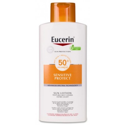 Comprar EUCERIN SUN PROTECTION 50+ LOCION EXTRA LIGHT SENSITIVE PROTECT 400 ML al mejor precio en NuestraFarma, tu farmacia online