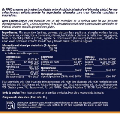 Comprar NPRO ENZIMTOLERANCE 60 CAPSULAS al mejor precio en NuestraFarma, tu farmacia online