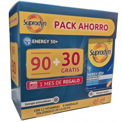 Comprar SUPRADYN ENERGY 50+ PACK PROMOCIONAL 90+30 COMPRIMIDOS al mejor precio en NuestraFarma, tu farmacia online