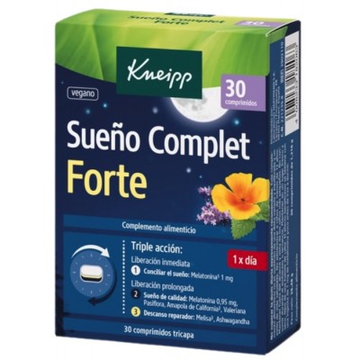 Comprar KNEIPP SUEÑO COMPLET FORTE TRIPLE ACCION 30 COMPRIMIDOS TRICAPA al mejor precio en NuestraFarma, tu farmacia online
