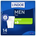 LINDOR PROTECTOR ABSORBENTE INCONTINENCIA ORINA LIGERA MEN PAD NORMAL 2 GOTAS 14 UNIDADES