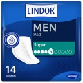 LINDOR PROTECTOR ABSORBENTE INCONTINENCIA ORINA LIGERA MEN PAD SUPER 5 GOTAS 14 UNIDADES
