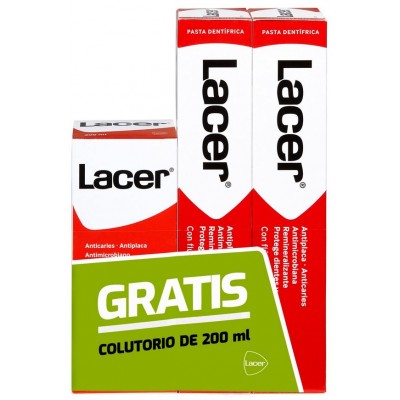 Comprar LACER DUPLO PASTA DENTAL 2X125 G + COLUTORIO 200 ML al mejor precio en NuestraFarma, tu farmacia online