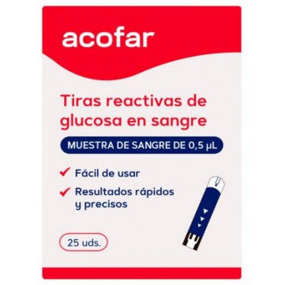 Comprar ACOFARMA NESIRA TIRAS REACTIVAS DE GLUCOSA EN SANGRE 25 TIRAS al mejor precio en NuestraFarma, tu farmacia online